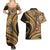 Hawaiian Hibiscus Tribal Vintage Motif Couples Matching Summer Maxi Dress and Hawaiian Shirt Ver 4