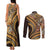 Hawaiian Hibiscus Tribal Vintage Motif Couples Matching Tank Maxi Dress and Long Sleeve Button Shirt Ver 4
