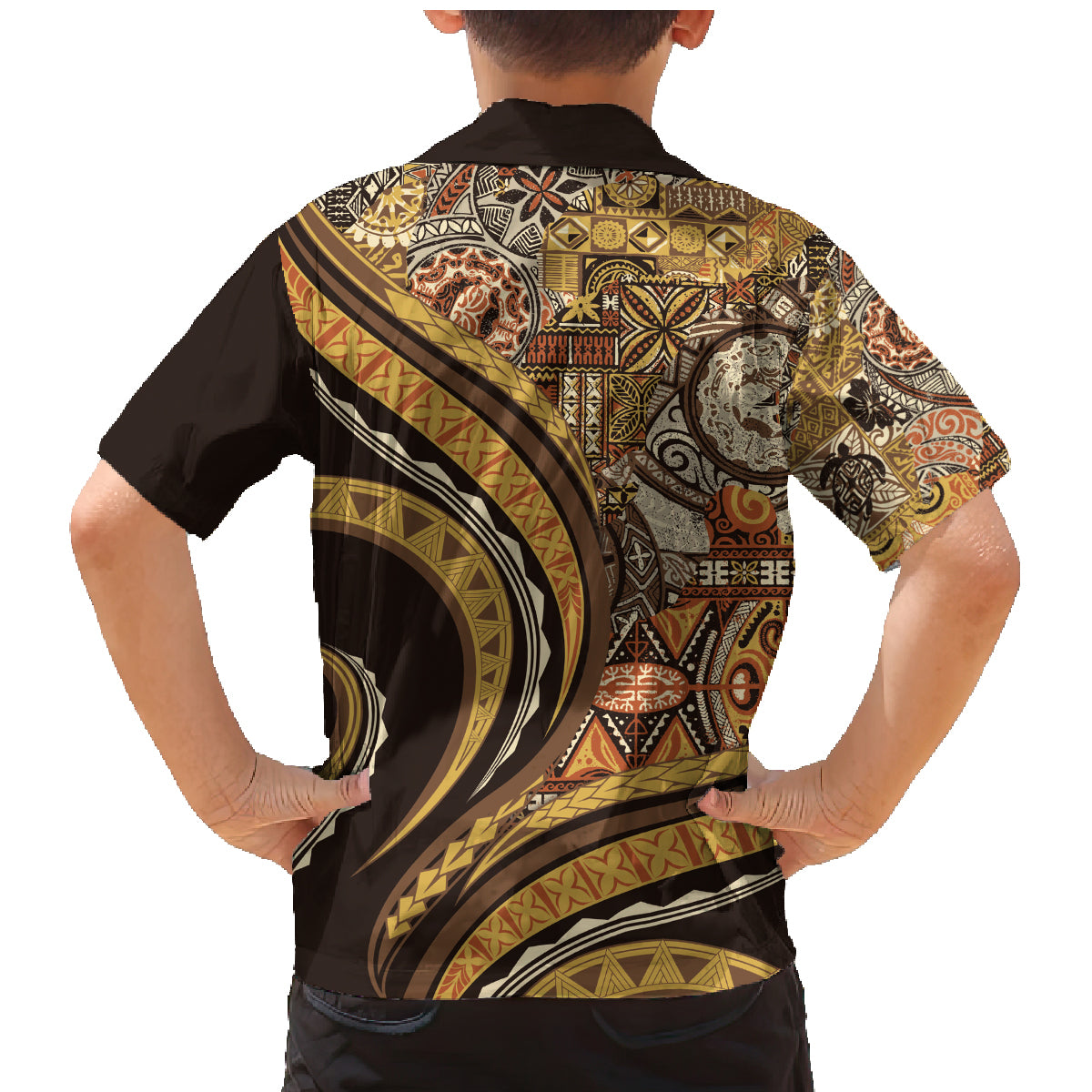 Hawaiian Hibiscus Tribal Vintage Motif Family Matching Mermaid Dress and Hawaiian Shirt Ver 4 LT9 - Polynesian Pride