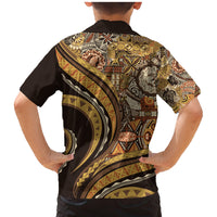 Hawaiian Hibiscus Tribal Vintage Motif Family Matching Mermaid Dress and Hawaiian Shirt Ver 4 LT9 - Polynesian Pride