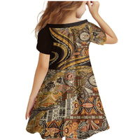 Hawaiian Hibiscus Tribal Vintage Motif Family Matching Mermaid Dress and Hawaiian Shirt Ver 4 LT9 - Polynesian Pride