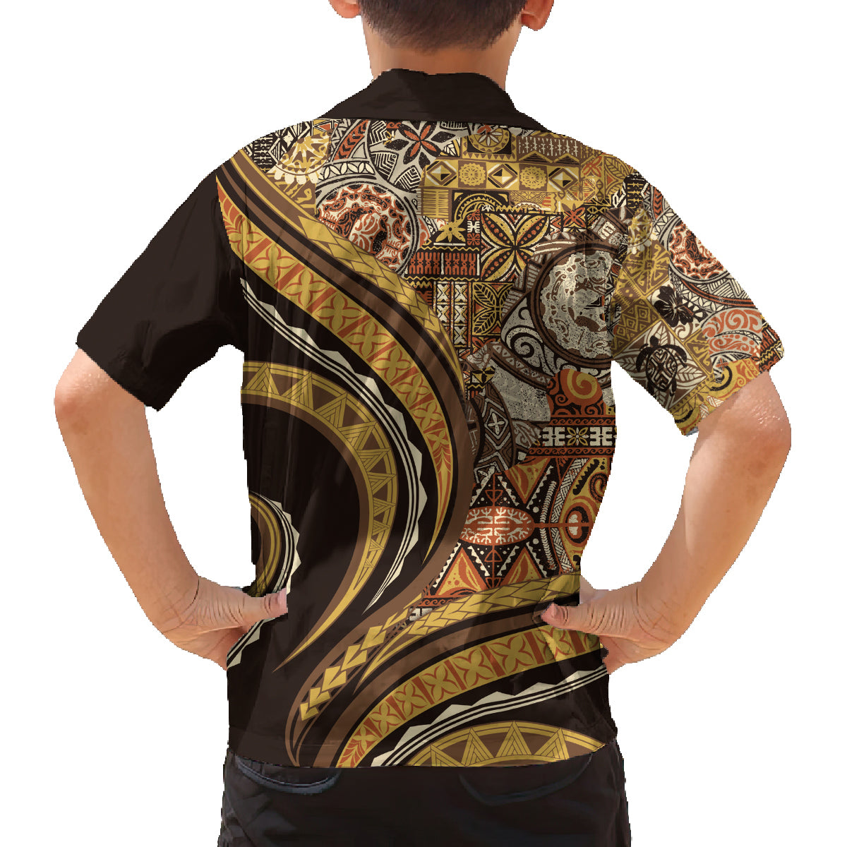 Hawaiian Hibiscus Tribal Vintage Motif Family Matching Puletasi and Hawaiian Shirt Ver 4 LT9 - Polynesian Pride