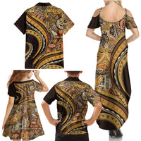 Hawaiian Hibiscus Tribal Vintage Motif Family Matching Summer Maxi Dress and Hawaiian Shirt Ver 4 LT9 - Polynesian Pride