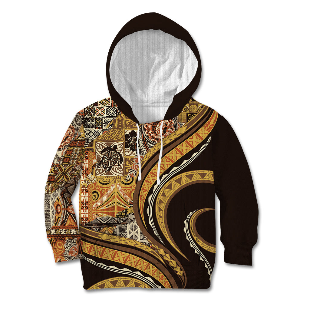 Hawaiian Hibiscus Tribal Vintage Motif Kid Hoodie Ver 4 LT9 Hoodie Gold - Polynesian Pride