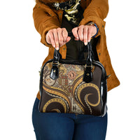 Hawaiian Hibiscus Tribal Vintage Motif Shoulder Handbag Ver 4 LT9 One Size Gold - Polynesian Pride