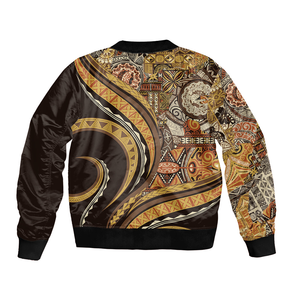 Hawaiian Hibiscus Tribal Vintage Motif Sleeve Zip Bomber Jacket Ver 4 LT9 - Polynesian Pride