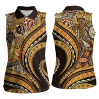 Hawaiian Hibiscus Tribal Vintage Motif Women Sleeveless Polo Shirt Ver 4
