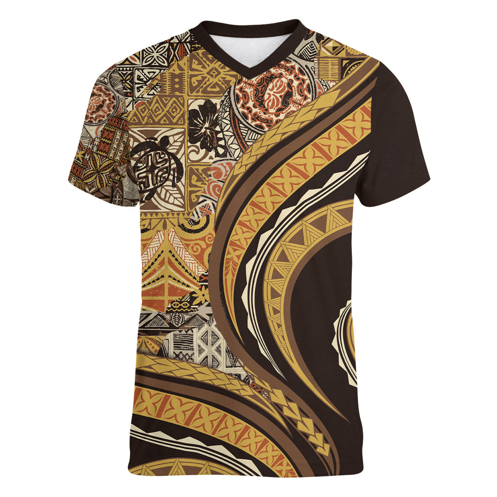 Hawaiian Hibiscus Tribal Vintage Motif Women V-Neck T-Shirt Ver 4