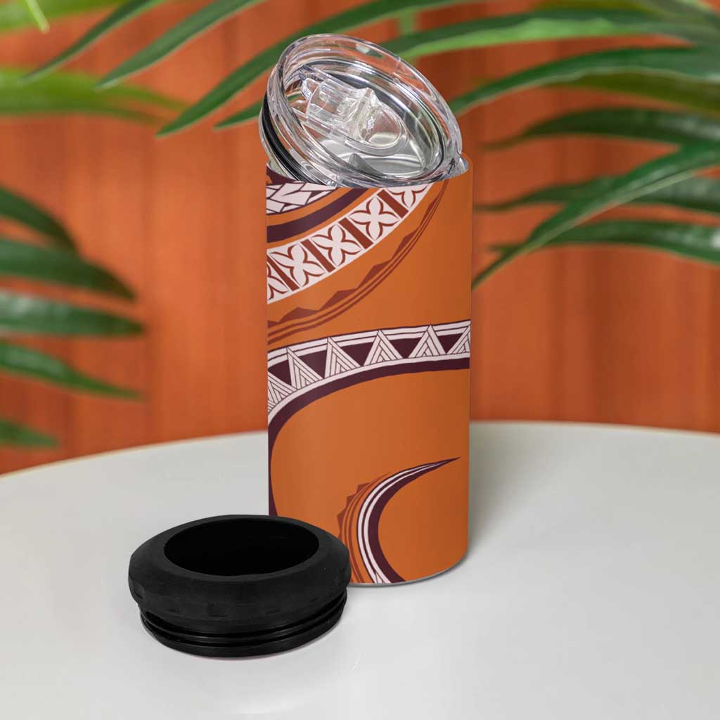 Hawaiian Hibiscus Tribal Vintage Motif 4 in 1 Can Cooler Tumbler Ver 5