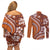 Hawaiian Hibiscus Tribal Vintage Motif Couples Matching Off Shoulder Short Dress and Long Sleeve Button Shirt Ver 5