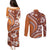 Hawaiian Hibiscus Tribal Vintage Motif Couples Matching Puletasi and Long Sleeve Button Shirt Ver 5