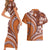 Hawaiian Hibiscus Tribal Vintage Motif Couples Matching Short Sleeve Bodycon Dress and Hawaiian Shirt Ver 5