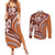Hawaiian Hibiscus Tribal Vintage Motif Couples Matching Summer Maxi Dress and Long Sleeve Button Shirt Ver 5