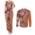 Hawaiian Hibiscus Tribal Vintage Motif Couples Matching Tank Maxi Dress and Long Sleeve Button Shirt Ver 5