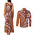 Hawaiian Hibiscus Tribal Vintage Motif Couples Matching Tank Maxi Dress and Long Sleeve Button Shirt Ver 5