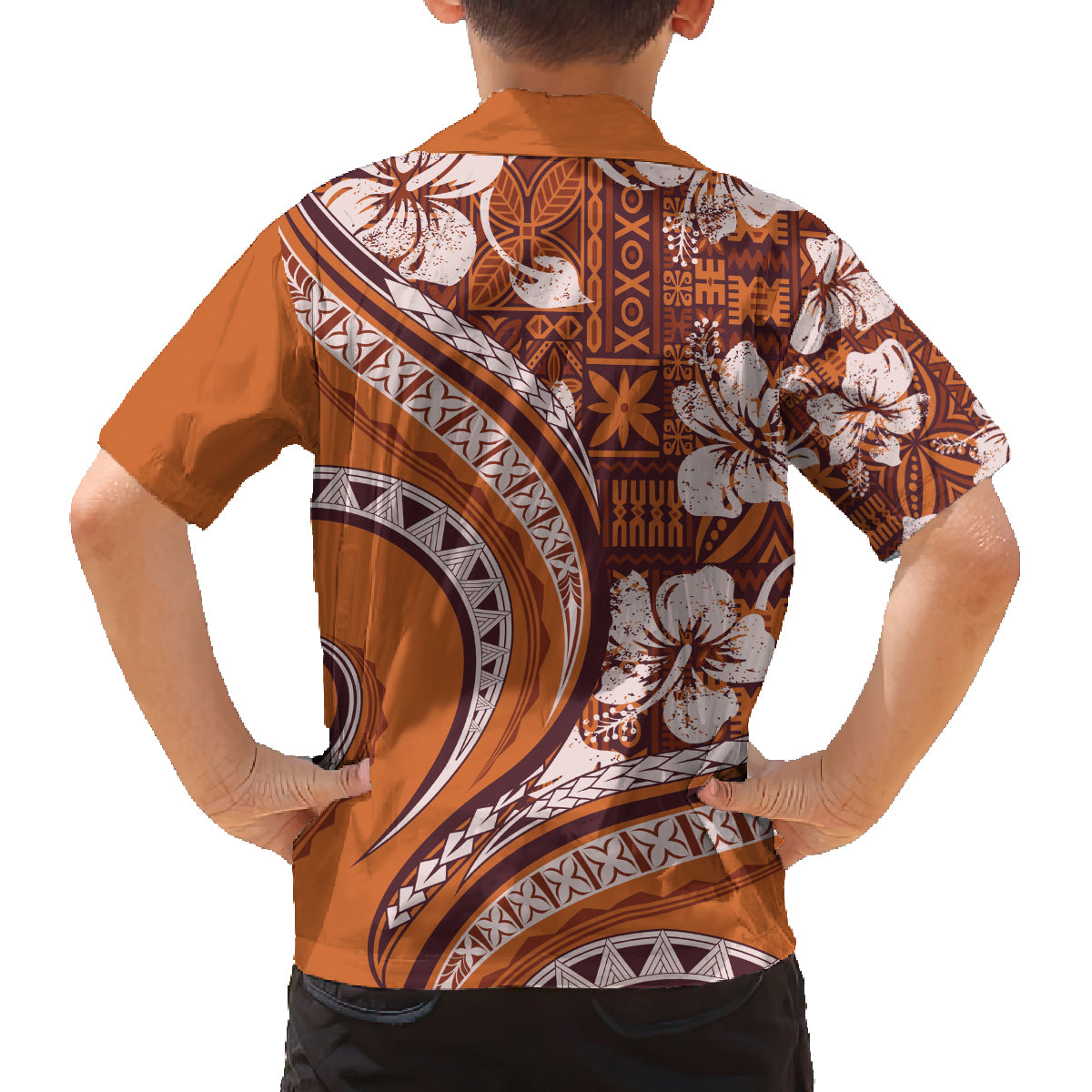 Hawaiian Hibiscus Tribal Vintage Motif Family Matching Long Sleeve Bodycon Dress and Hawaiian Shirt Ver 5 LT9 - Polynesian Pride
