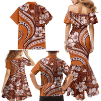 Hawaiian Hibiscus Tribal Vintage Motif Family Matching Mermaid Dress and Hawaiian Shirt Ver 5 LT9 - Polynesian Pride