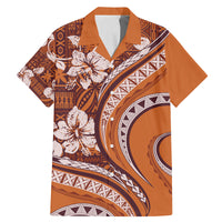 Hawaiian Hibiscus Tribal Vintage Motif Family Matching Mermaid Dress and Hawaiian Shirt Ver 5 LT9 Dad's Shirt - Short Sleeve Gold - Polynesian Pride