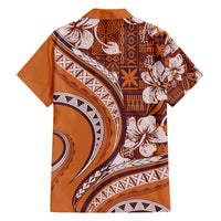 Hawaiian Hibiscus Tribal Vintage Motif Family Matching Off The Shoulder Long Sleeve Dress and Hawaiian Shirt Ver 5 LT9 - Polynesian Pride
