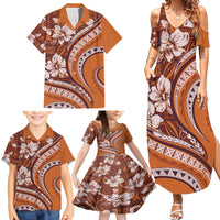 Hawaiian Hibiscus Tribal Vintage Motif Family Matching Summer Maxi Dress and Hawaiian Shirt Ver 5 LT9 - Polynesian Pride