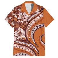 Hawaiian Hibiscus Tribal Vintage Motif Family Matching Summer Maxi Dress and Hawaiian Shirt Ver 5 LT9 Dad's Shirt - Short Sleeve Gold - Polynesian Pride