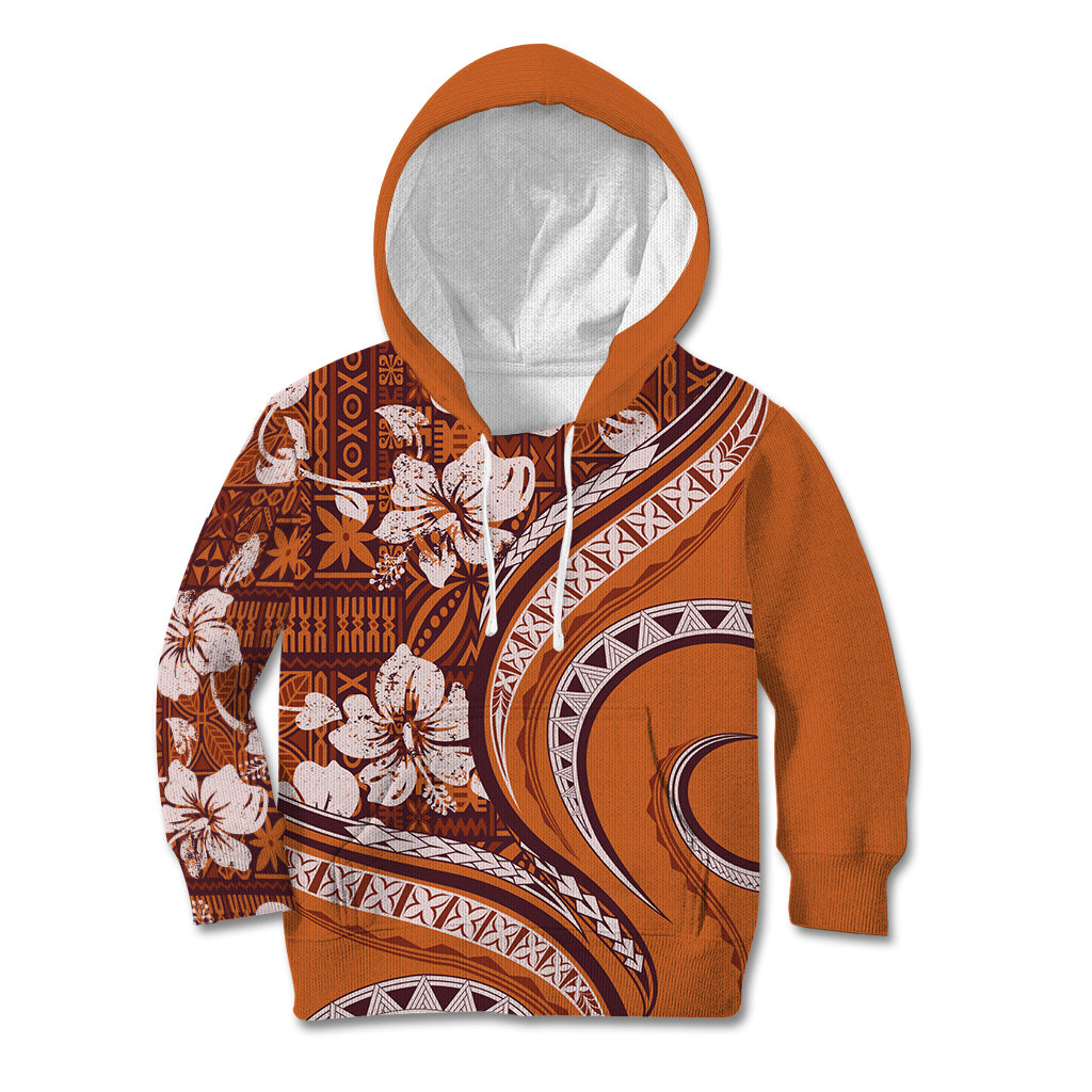 Hawaiian Hibiscus Tribal Vintage Motif Kid Hoodie Ver 5 LT9 Hoodie Gold - Polynesian Pride