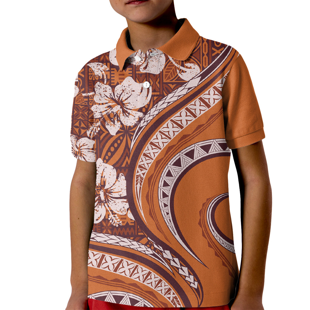 Hawaiian Hibiscus Tribal Vintage Motif Kid Polo Shirt Ver 5