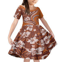 Hawaiian Hibiscus Tribal Vintage Motif Kid Short Sleeve Dress Ver 5
