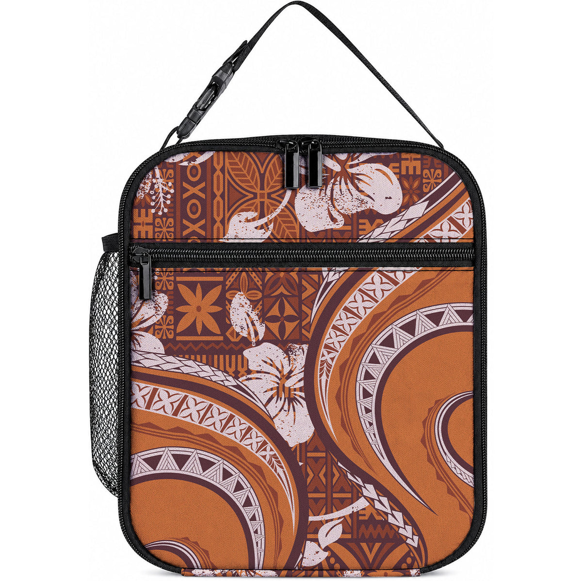 Hawaiian Hibiscus Tribal Vintage Motif Lunch Bag Ver 5 LT9 10.2 × 8.3 × 4.3 inch Gold - Polynesian Pride