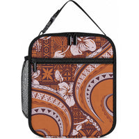 Hawaiian Hibiscus Tribal Vintage Motif Lunch Bag Ver 5 LT9 10.2 × 8.3 × 4.3 inch Gold - Polynesian Pride