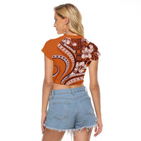Hawaiian Hibiscus Tribal Vintage Motif Raglan Cropped T Shirt Ver 5