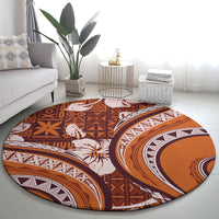 Hawaiian Hibiscus Tribal Vintage Motif Round Carpet Ver 5 LT9 - Polynesian Pride