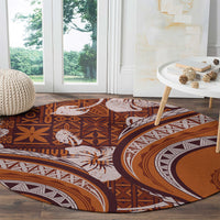Hawaiian Hibiscus Tribal Vintage Motif Round Carpet Ver 5 LT9 - Polynesian Pride