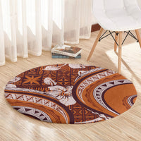 Hawaiian Hibiscus Tribal Vintage Motif Round Carpet Ver 5 LT9 - Polynesian Pride