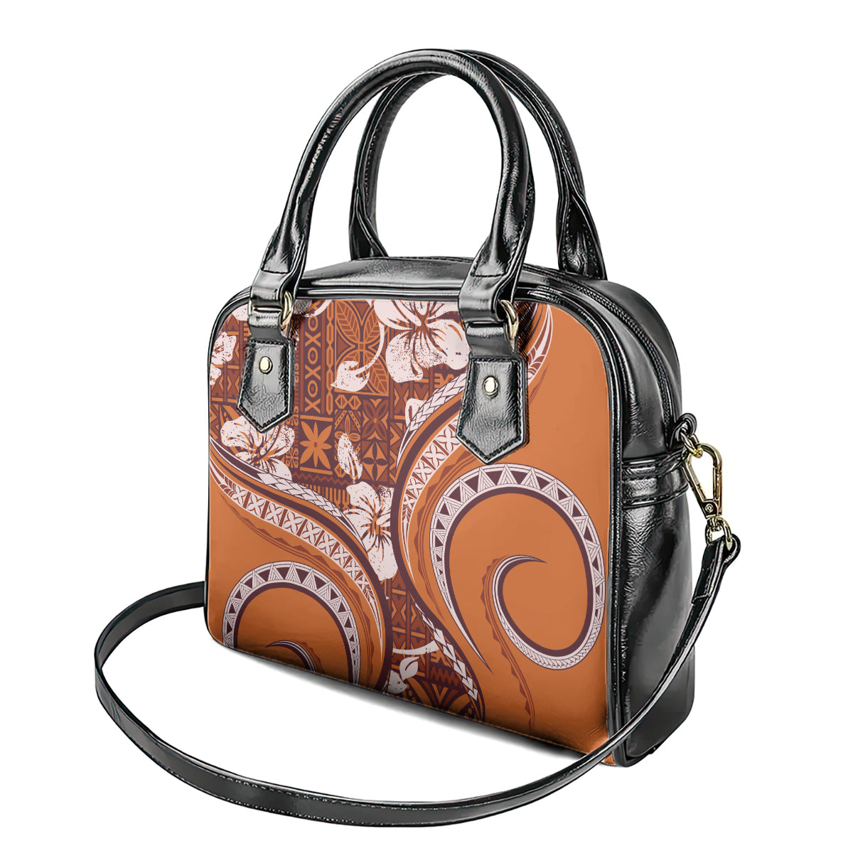 Hawaiian Hibiscus Tribal Vintage Motif Shoulder Handbag Ver 5 LT9 - Polynesian Pride