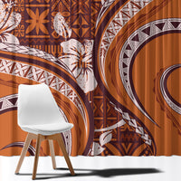 Hawaiian Hibiscus Tribal Vintage Motif Window Curtain Ver 5