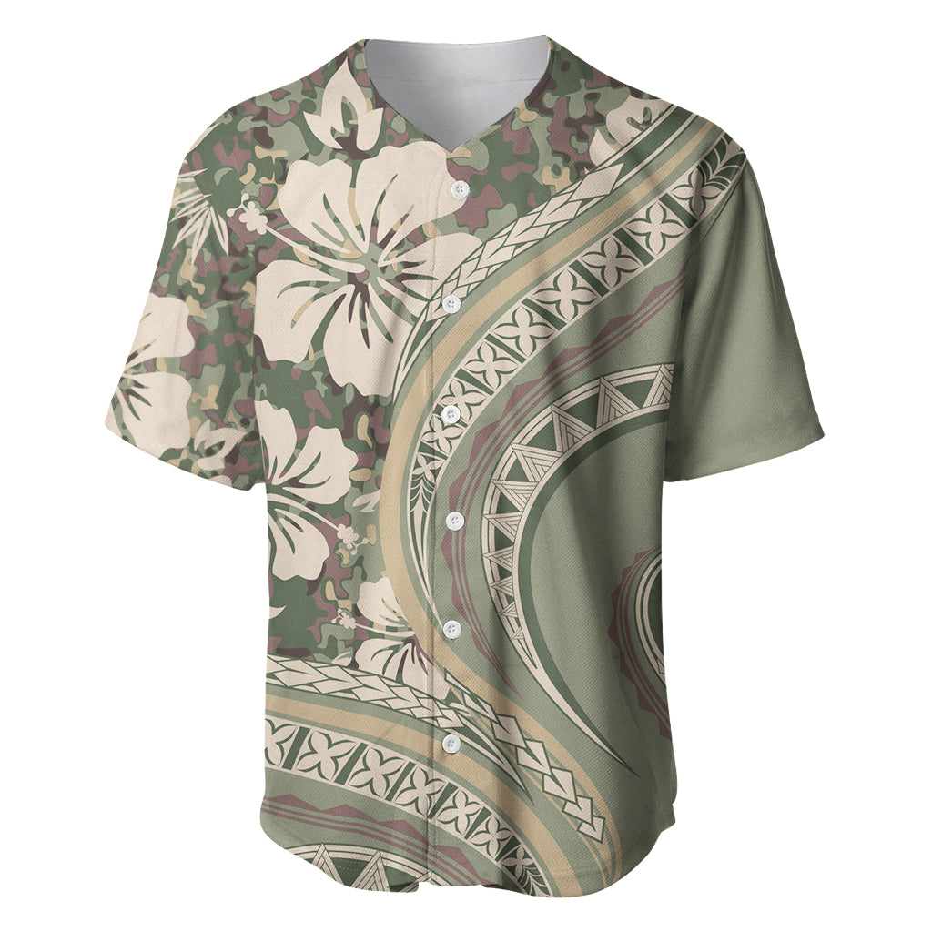Hawaiian Hibiscus Tribal Vintage Motif Baseball Jersey Ver 6 LT9 Green Pastel - Polynesian Pride