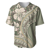 Hawaiian Hibiscus Tribal Vintage Motif Baseball Jersey Ver 6 LT9 Green Pastel - Polynesian Pride