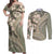 Hawaiian Hibiscus Tribal Vintage Motif Couples Matching Off Shoulder Maxi Dress and Long Sleeve Button Shirt Ver 6