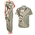 Hawaiian Hibiscus Tribal Vintage Motif Couples Matching Tank Maxi Dress and Hawaiian Shirt Ver 6