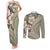 Hawaiian Hibiscus Tribal Vintage Motif Couples Matching Tank Maxi Dress and Long Sleeve Button Shirt Ver 6
