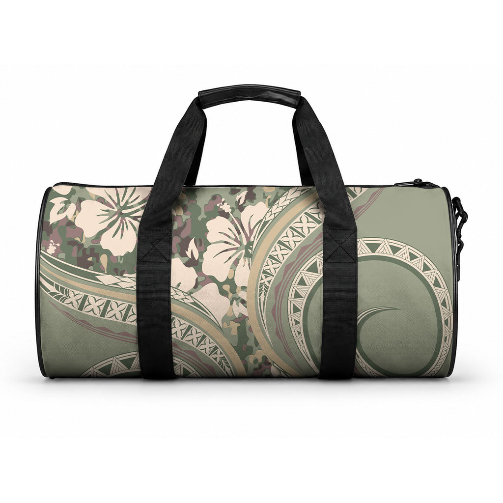Hawaiian Hibiscus Tribal Vintage Motif Duffle Bag Ver 6 LT9 One size Green Pastel - Polynesian Pride