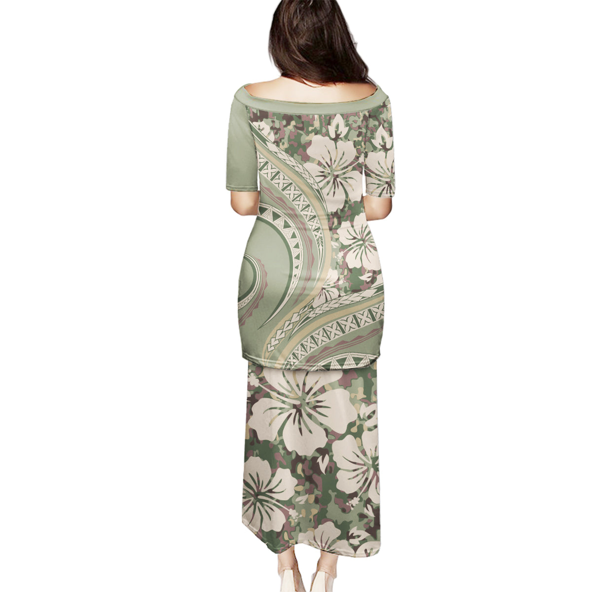 Hawaiian Hibiscus Tribal Vintage Motif Family Matching Puletasi and Hawaiian Shirt Ver 6 LT9 - Polynesian Pride