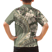 Hawaiian Hibiscus Tribal Vintage Motif Family Matching Short Sleeve Bodycon Dress and Hawaiian Shirt Ver 6 LT9 - Polynesian Pride