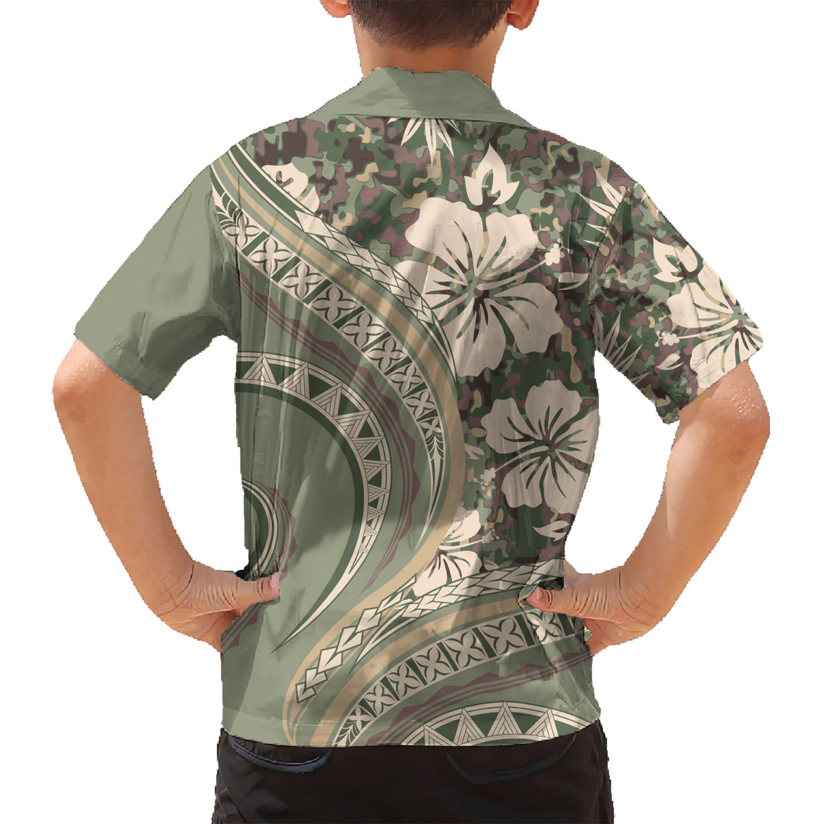 Hawaiian Hibiscus Tribal Vintage Motif Kid Hawaiian Shirt Ver 6