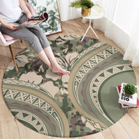 Hawaiian Hibiscus Tribal Vintage Motif Round Carpet Ver 6 LT9 - Polynesian Pride