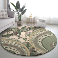 Hawaiian Hibiscus Tribal Vintage Motif Round Carpet Ver 6 LT9 - Polynesian Pride