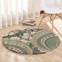 Hawaiian Hibiscus Tribal Vintage Motif Round Carpet Ver 6 LT9 - Polynesian Pride