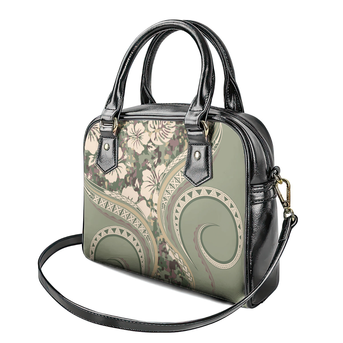 Hawaiian Hibiscus Tribal Vintage Motif Shoulder Handbag Ver 6 LT9 - Polynesian Pride