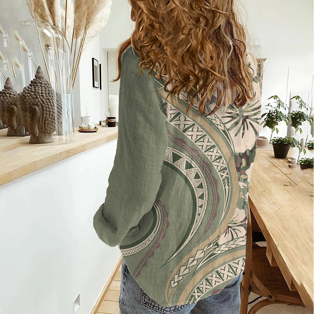 Hawaiian Hibiscus Tribal Vintage Motif Women Casual Shirt Ver 6